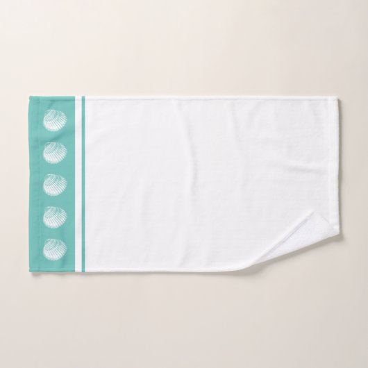 Beach Coastal White Seashells & Zee Glass Green Bad Handdoek (Handdoek)