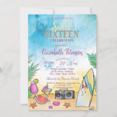 Beach Cocktail Fruits Summer Sweet 16 Party Kaart (Voorkant)