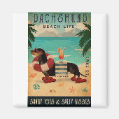  Beach Cocktail Life Dachshund Magneet (Voorkant)
