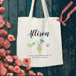 Beach Cocktails Bachelorette Bridesmaid Name Tote Bag<br><div class="desc">Vul deze mooie tas met de accessoires die je meiden nodig hebben voor je vrijgezellen of trouwweekend!</div>