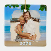 Beach Cocktails First Married Christmas Keramisch Ornament (Achterkant)