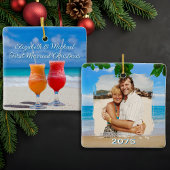 Beach Cocktails First Married Christmas Keramisch Ornament