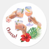 Beach Cocktails Party Ronde Sticker (Voorkant)
