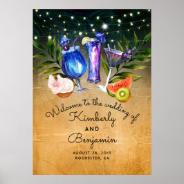 Beach Cocktails Weddenschap Welkomstteken Poster