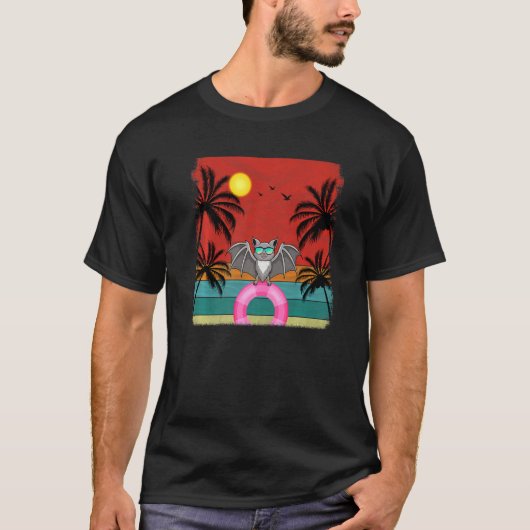Beach Coconut Tree Retro Graphic Bat Summer T-shirt (Voorkant)