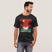 Beach Coconut Tree Retro Graphic Chicken Lover Som T-shirt (Voorkant volledig)