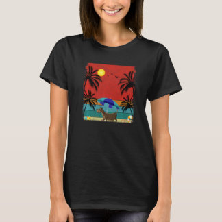 Beach Coconut Tree Retro Graphic Dachshund Dog Su T-shirt