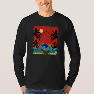 Beach Coconut Tree Retro Graphic Dachshund Dog Su T-shirt