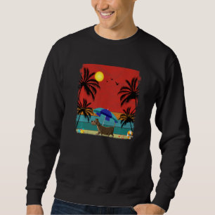 Beach Coconut Tree Retro Graphic Dachshund Dog Su Trui