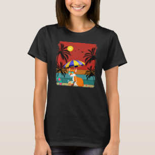 Beach Coconut Tree Retro Graphic Fox Summer T-shirt