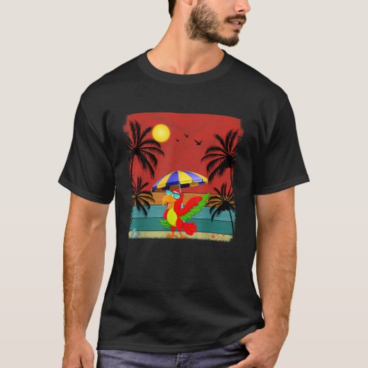 Beach Coconut Tree Retro Graphic Parrot Lover Summ T-shirt (Voorkant)