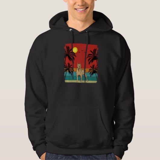 Beach Coconut Tree Retro Graphic Pitbull Dog Summi Hoodie (Voorkant)