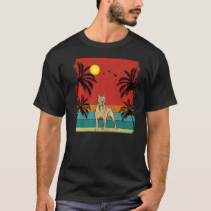Beach Coconut Tree Retro Graphic Pitbull Dog Summi T-shirt