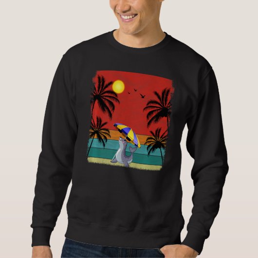 Beach Coconut Tree Retro Graphic Zee Lion Summer Trui (Voorkant)