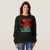 Beach Coconut Tree Retro Graphic Zee Lion Summer Trui (Voorkant volledig)