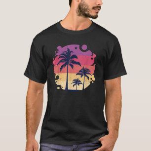 Beach Coconut Trees Sunshine Graphic Casual Summer T-shirt