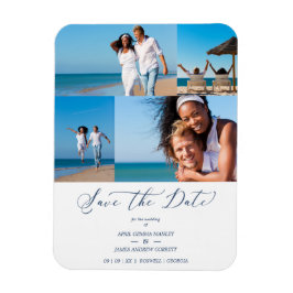 Beach Collage 4 Photos Modern Couple Wedding Magneet
