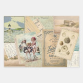 Beach Collage French  Seaside Briefkaart Inpakpapier Vel (Voorkant)