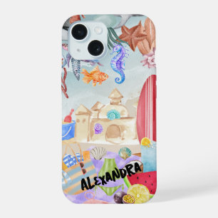 Beach Collage, Ocean & Summer Vibes Telefoonhoesje iPhone 15 Case