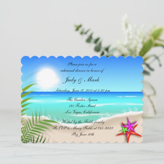 Beach Colorful Starfish repesial Dinner Invite Kaart (Staand voorkant)