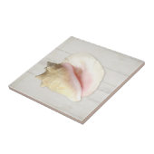 Beach Conch Seashell Coastal Shell White Wood Tegeltje (Zijkant)