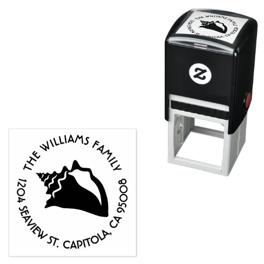 Beach Conch Seashell retouradres Zelfinktende Stempel (In situ)