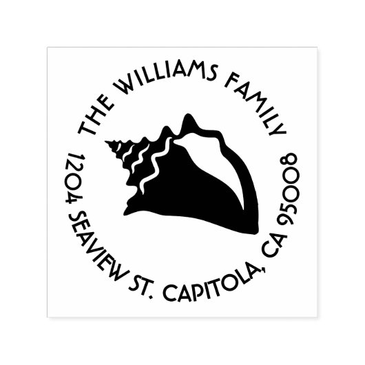 Beach Conch Seashell retouradres Zelfinktende Stempel (Design)