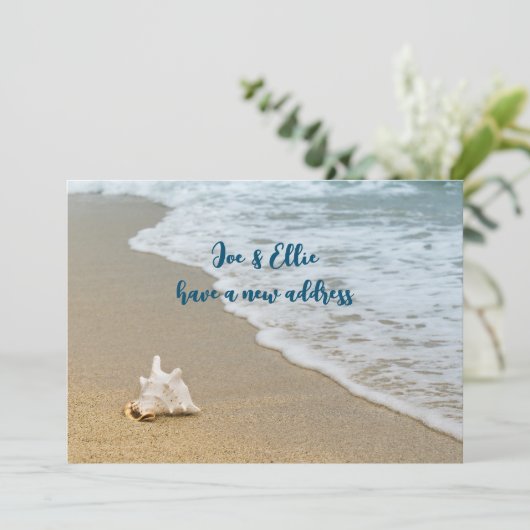 Beach Conch Shell - aankondiging nieuw adres (Staand voorkant)