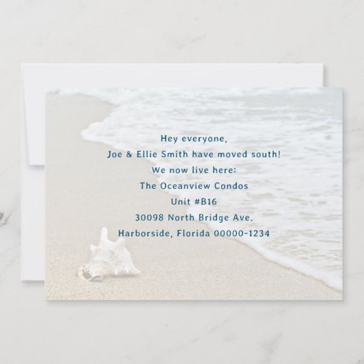 Beach Conch Shell - aankondiging nieuw adres (Achterkant)