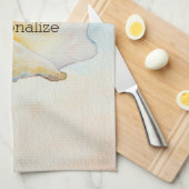 Beach Conch Shell Blue Ocean Waterverf Theedoek (Quarter Fold)