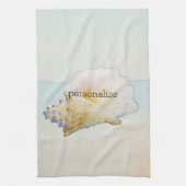 Beach Conch Shell Blue Ocean Waterverf Theedoek (Verticaal)