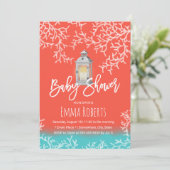 Beach Coral Reef &  Lantern Baby shower Kaart (Staand voorkant)