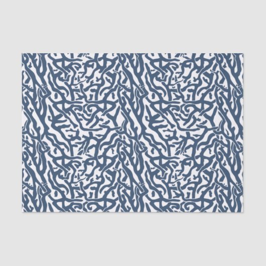 Beach Coral Reef Pattern Nautical Navy White V2 Tissuepapier (Voorkant)