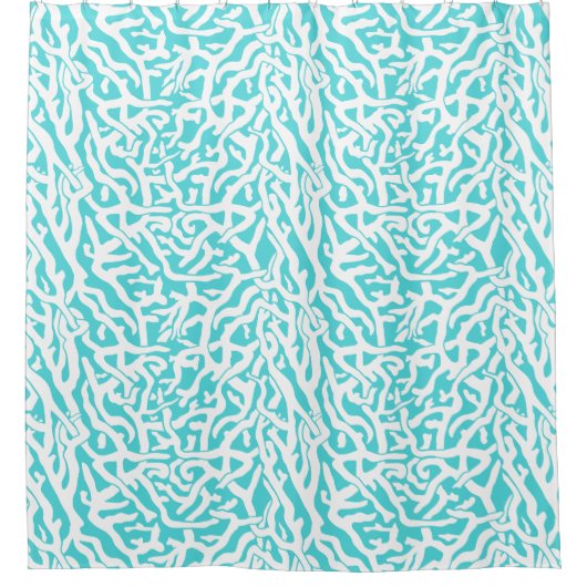 Beach Coral Reef Pattern Nautical White Aqua Blue Douchegordijn (Voorkant)