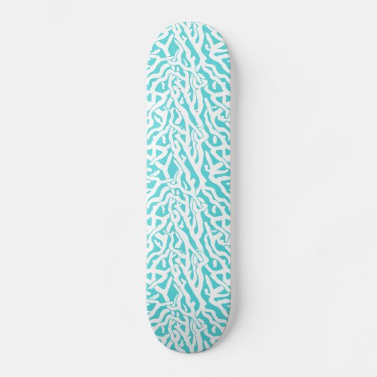 Beach Coral Reef Pattern Nautical White Aqua Blue Persoonlijk Skateboard (Voorkant)