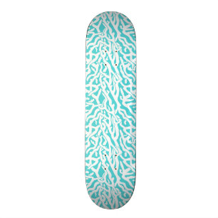 Beach Coral Reef Pattern Nautical White Aqua Blue Persoonlijk Skateboard