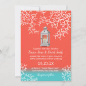 Beach Coral Reef & Rustic Lantern Wedding Kaart (Voorkant)