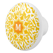 Beach Coral Reef Starfish Monogram Sunny Yellow Keramische Knop (Rechts)