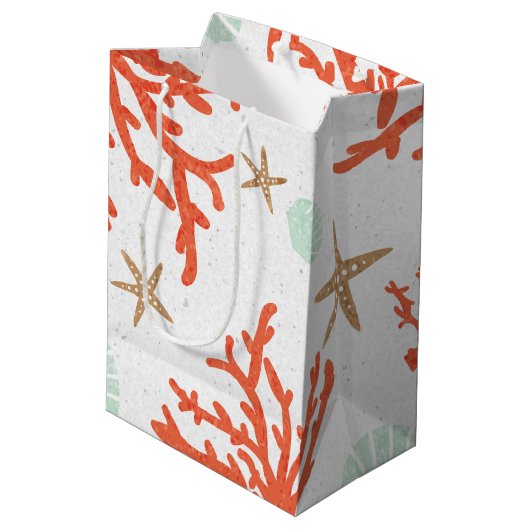 Beach Coral Reef Zee Shell & Starfish Gift Bag Medium Cadeauzakje (Achterkant Gekanteld)