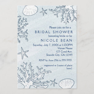 Beach Coral Reef Zee Shell & Starfish Invitations Kaart