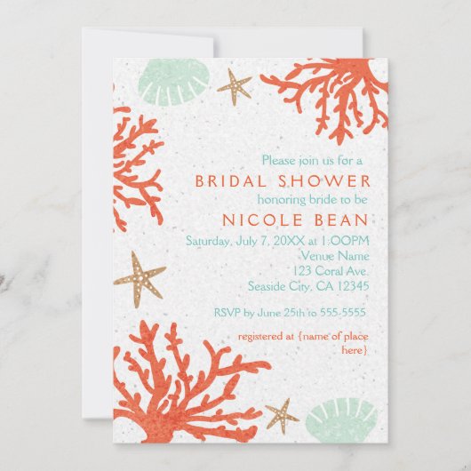 Beach Coral Reef Zee Shell & Starfish Invitations Kaart (Voorkant)
