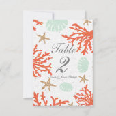 Beach Coral Reef Zee Shell & Starfish Table Number Kaart (Voorkant)
