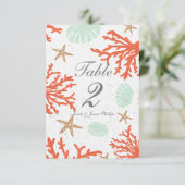 Beach Coral Reef Zee Shell & Starfish Table Number Kaart (Staand voorkant)
