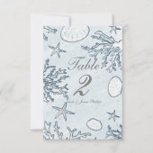 Beach Coral Reef Zee Shell & Starfish Table Number Kaart (Voorkant)
