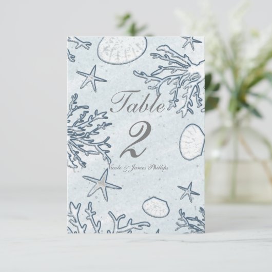 Beach Coral Reef Zee Shell & Starfish Table Number Kaart (Staand voorkant)