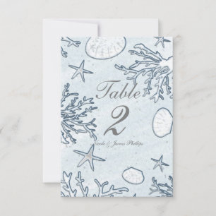 Beach Coral Reef Zee Shell & Starfish Table Number Kaart