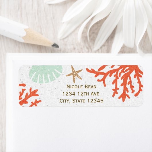 Beach Coral Reef Zee Shell Zeesterren Adresetikett Etiket (Insitu)