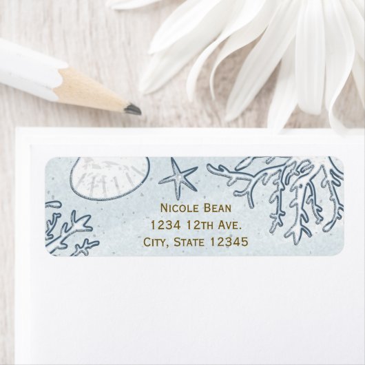 Beach Coral Reef Zee Shell Zeesterren Adresetikett Etiket (Insitu)