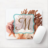 Beach Coral Star Fish Monogram Initiaal Muismat (Met muis)