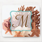 Beach Coral Star Fish Monogram Initiaal Muismat (Voorkant)